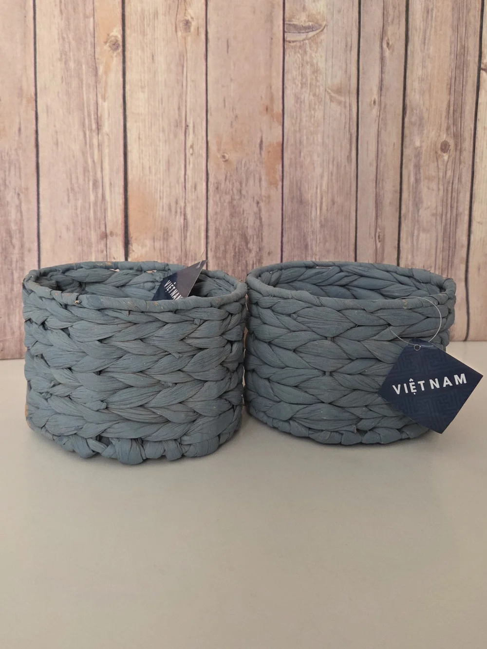 Handwoven Blue Storage Baskets - Set of 2